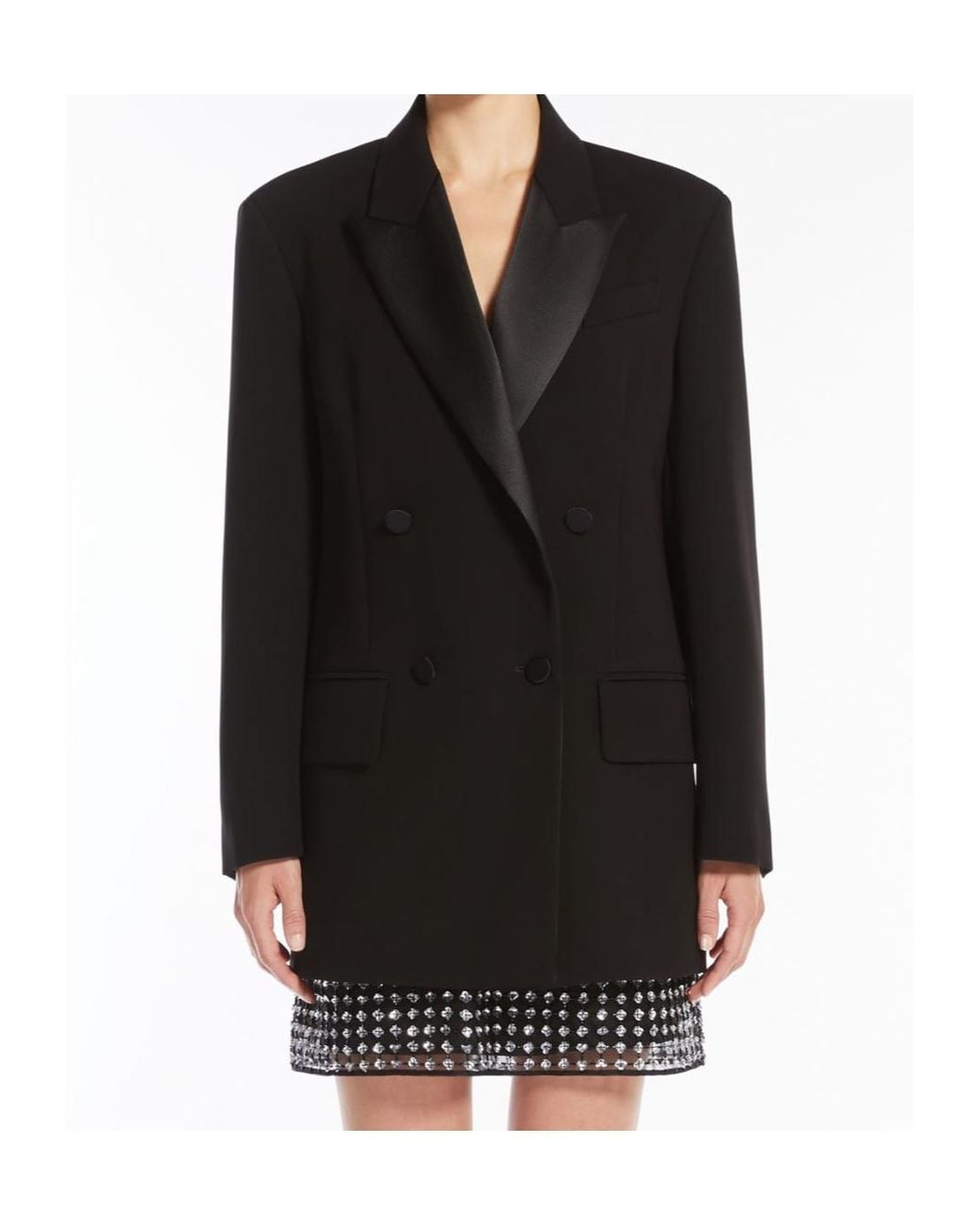 Max Mara Black Pianoforte Double-Breasted Long-Sleeved Jacket