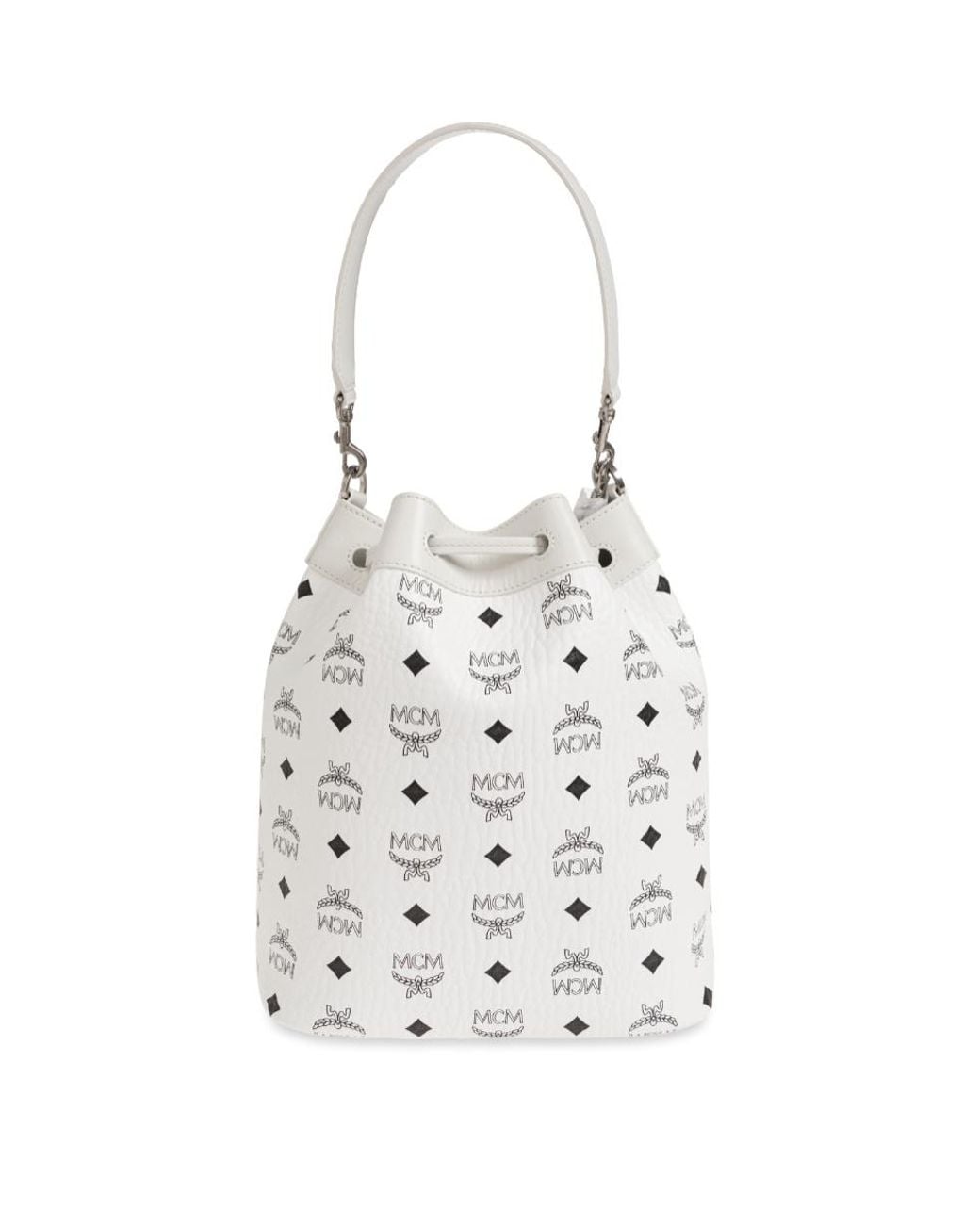 MCM White Drawstring Shoulder Bag