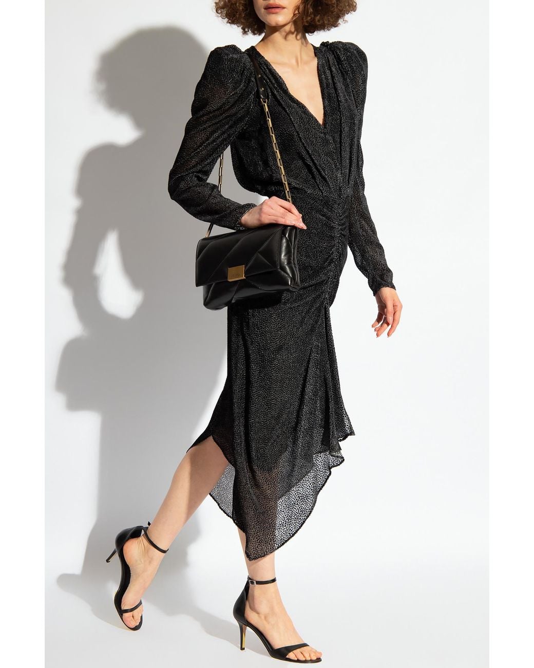 Isabel Marant Black Maray Ruched Detailed Midi Dress
