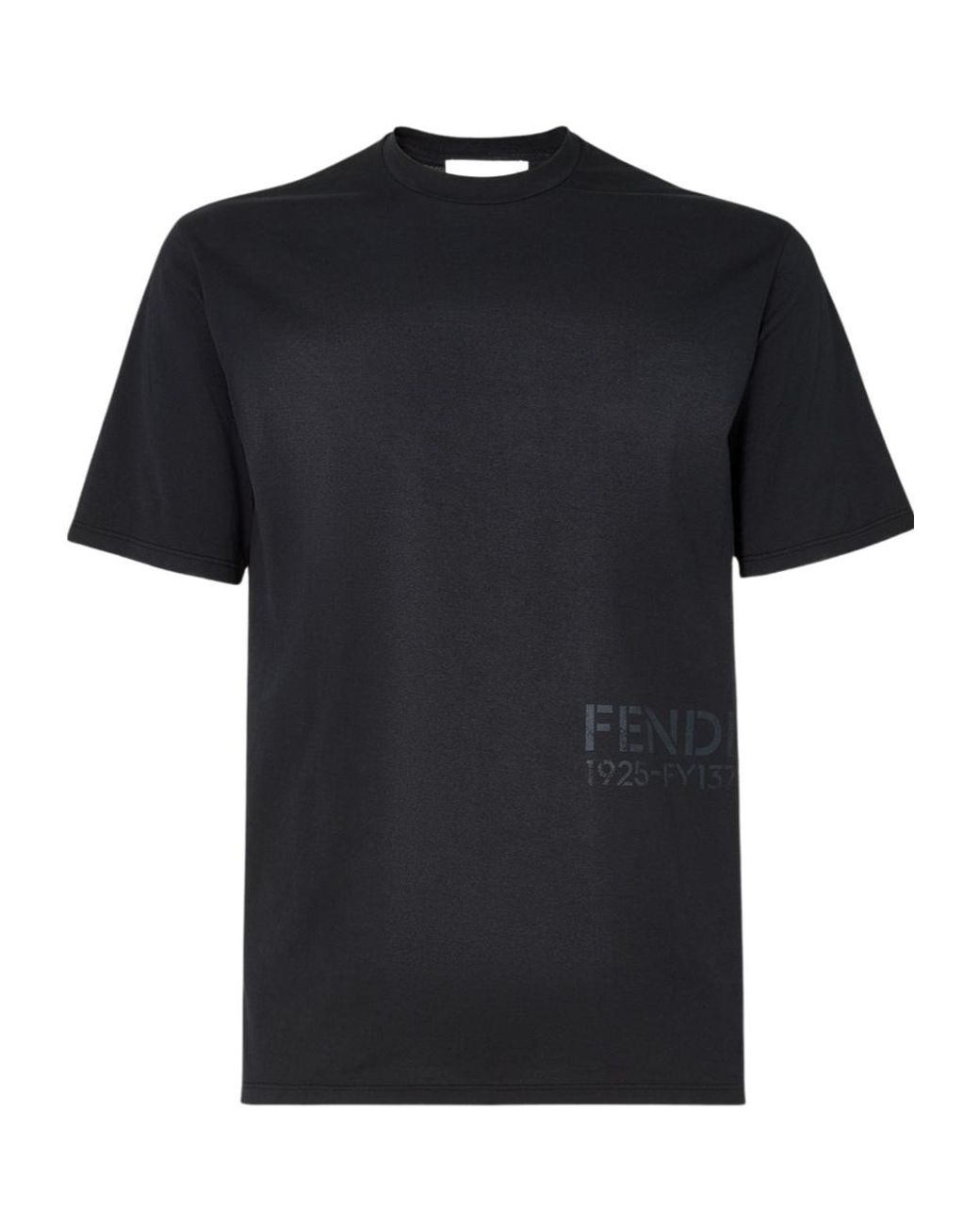 Fendi Black Logo Printed Crewneck T-Shirt for men