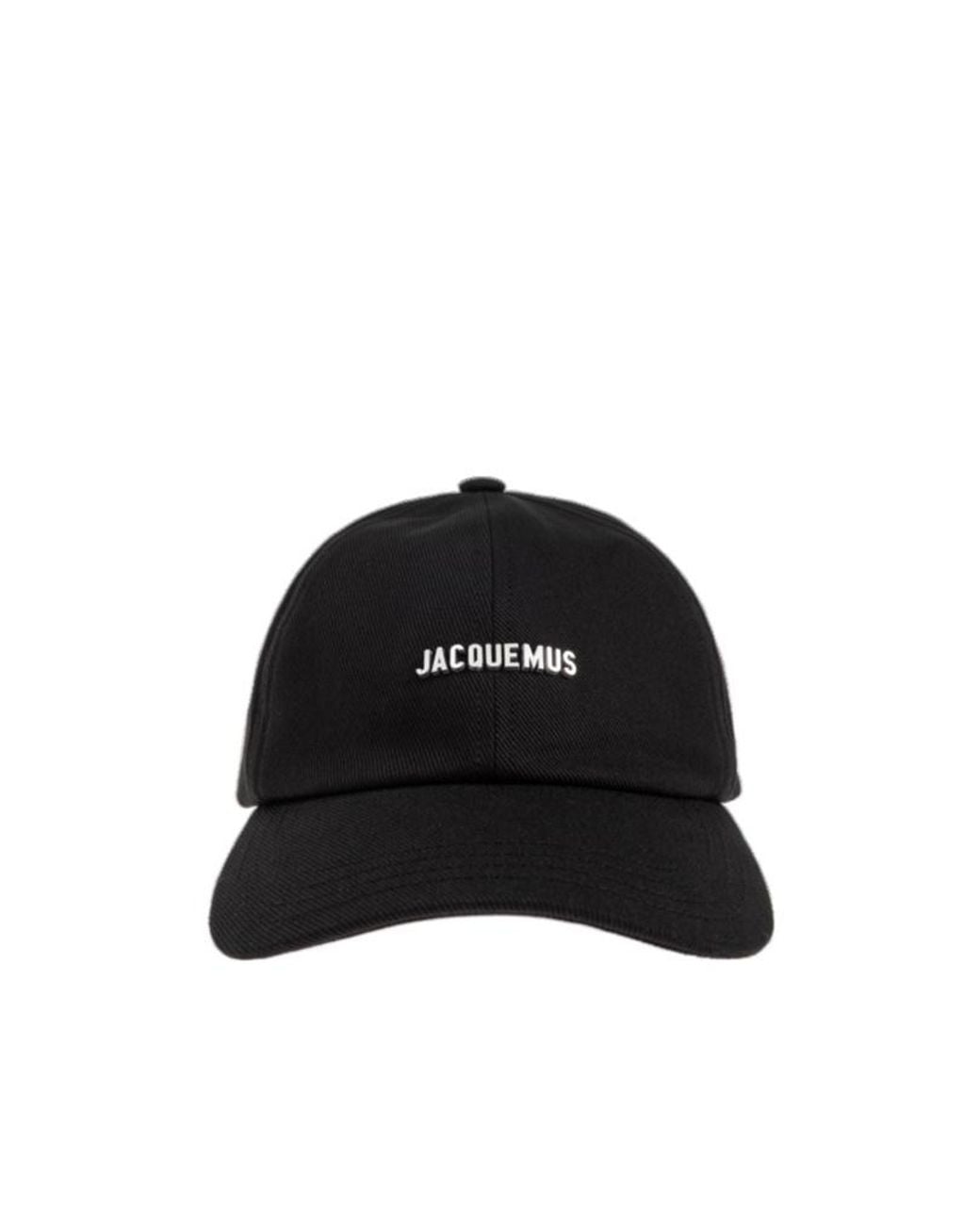 Jacquemus Black Logo Plaque Curved Peak Cap for men