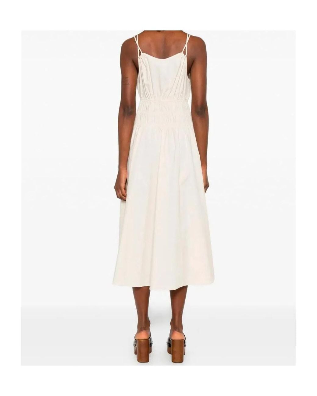 Pinko White Amie Gathered Midi Dress