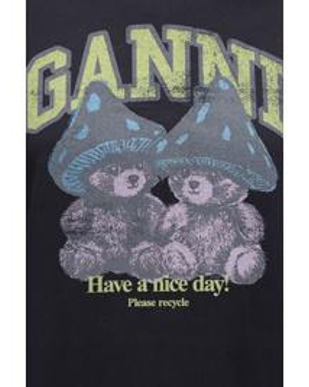 Ganni Black Teddy Mushrooms Graphic T-Shirt