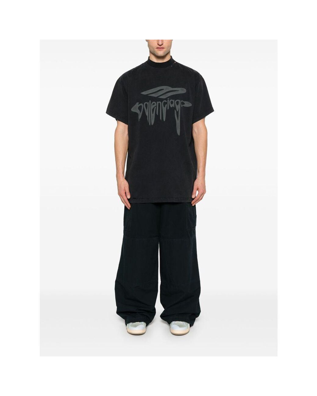 Balenciaga Black 3B Liquefied Oversized T-Shirt for men