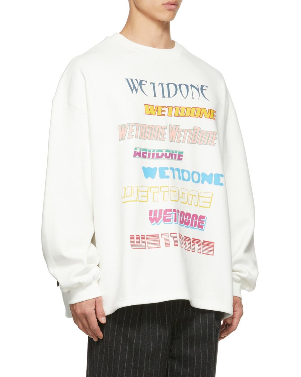 we11done White Logo Printed Long-Sleeved Sweatshirt for men