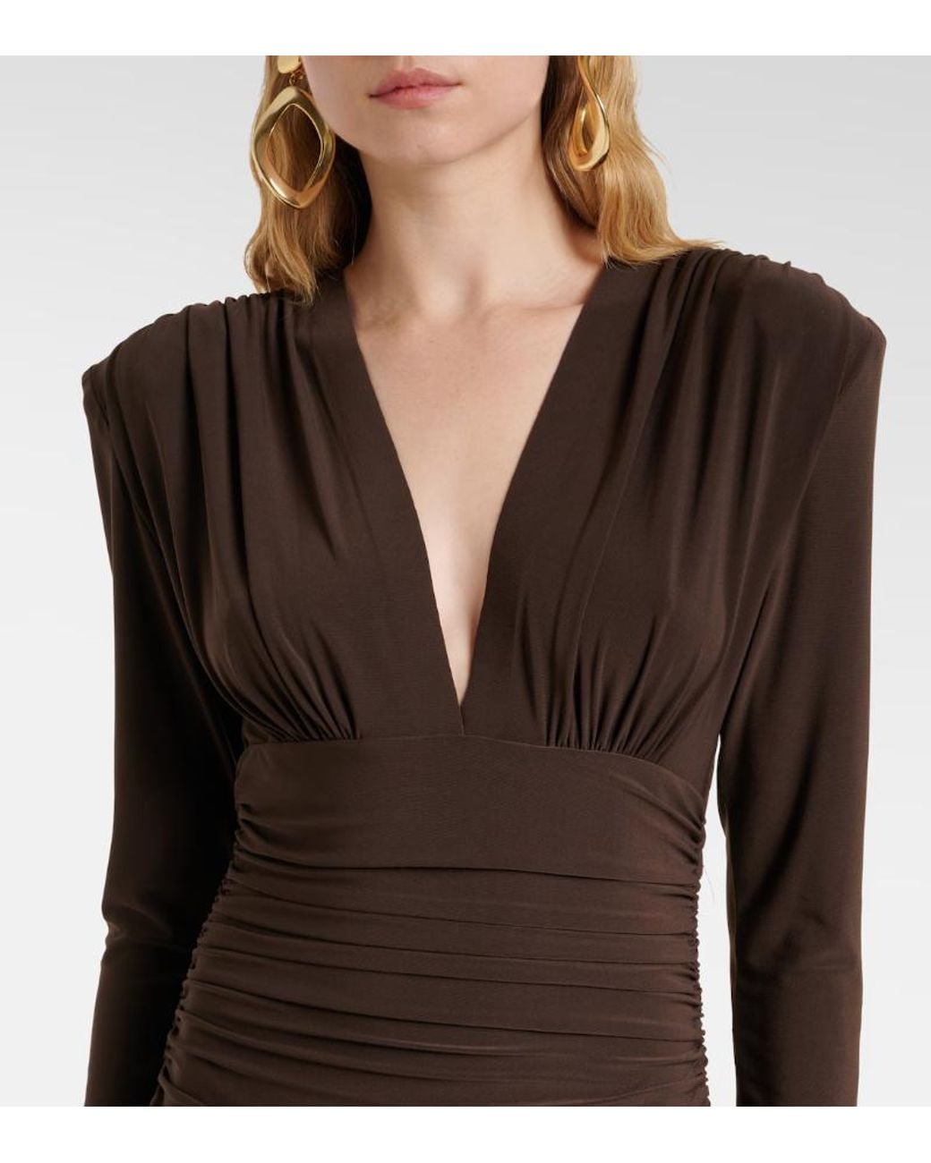 Norma Kamali Purple Ruched Jersey Jumpsuit