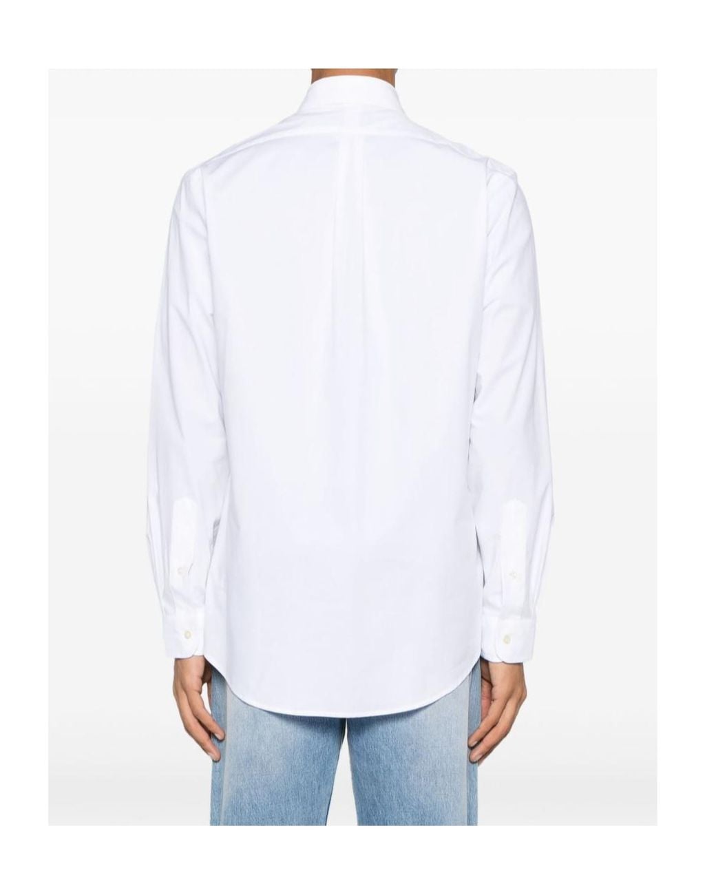 Polo Ralph Lauren White Pony Embroidered Poplin Shirt for men