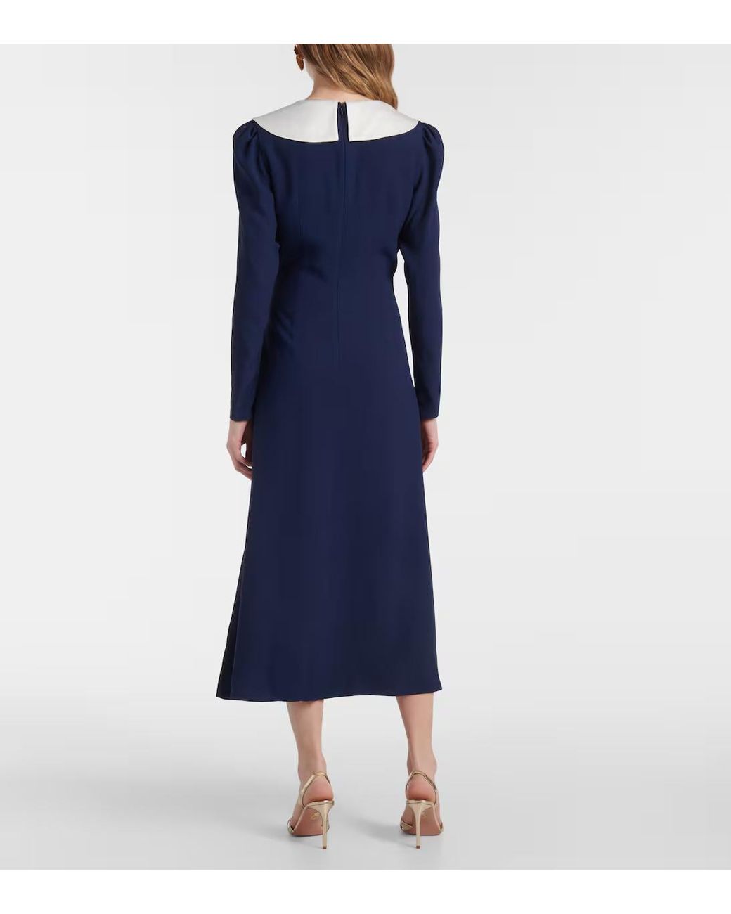Alessandra Rich Blue Bow-Embellished Satin Midi Dress