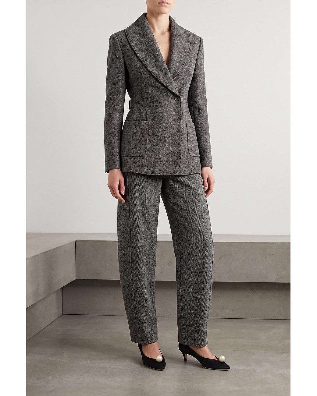 Magda Butrym Gray Casual Trousers With Belt Loops