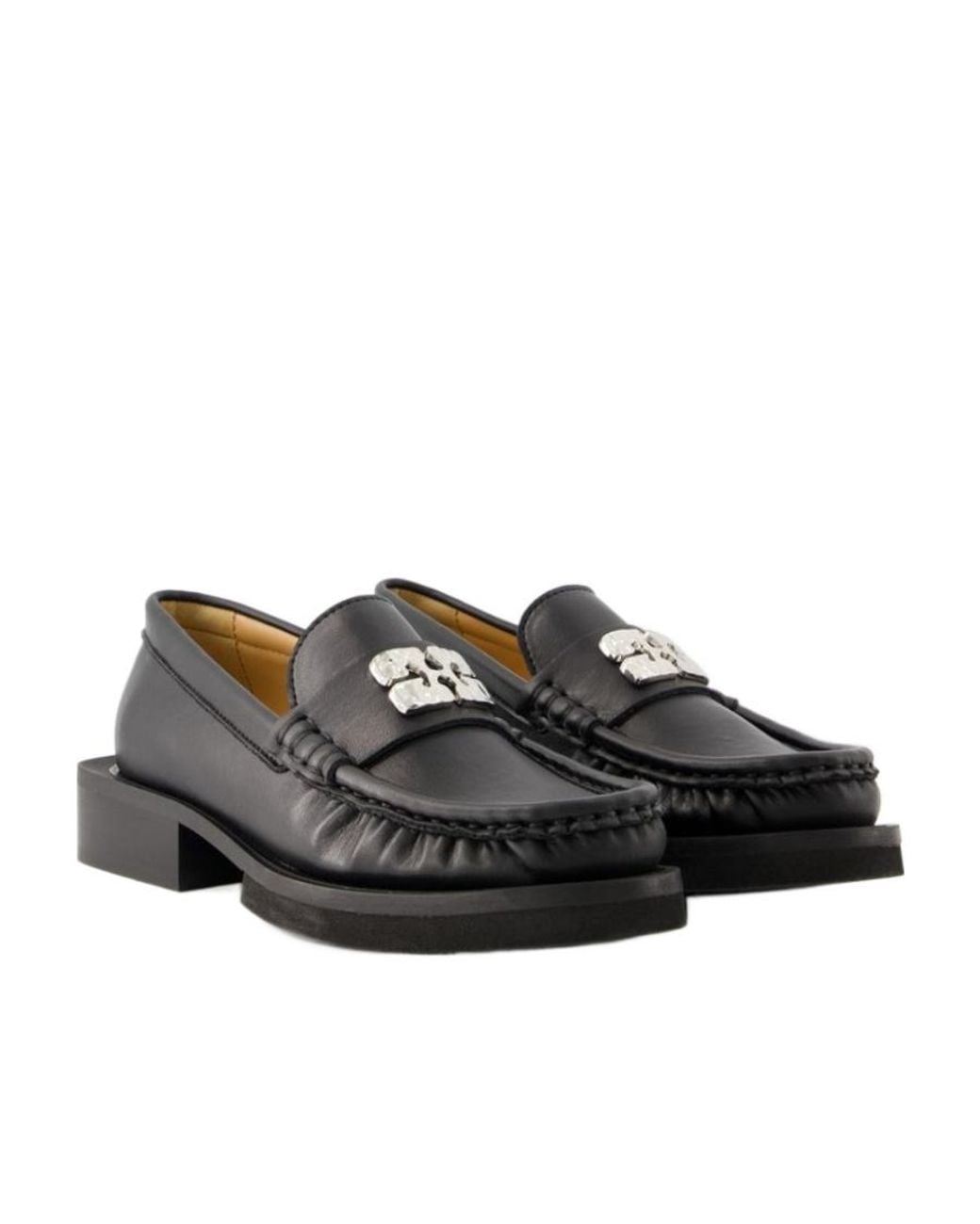 Ganni Black Butterfly Logo Loafers