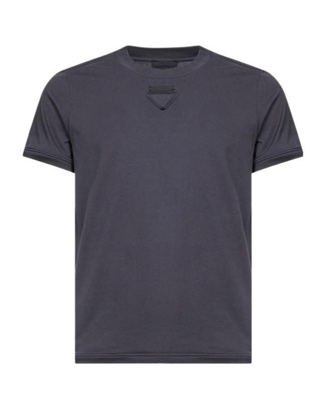 Prada Blue Triangle-Patch Crewneck T-Shirt for men