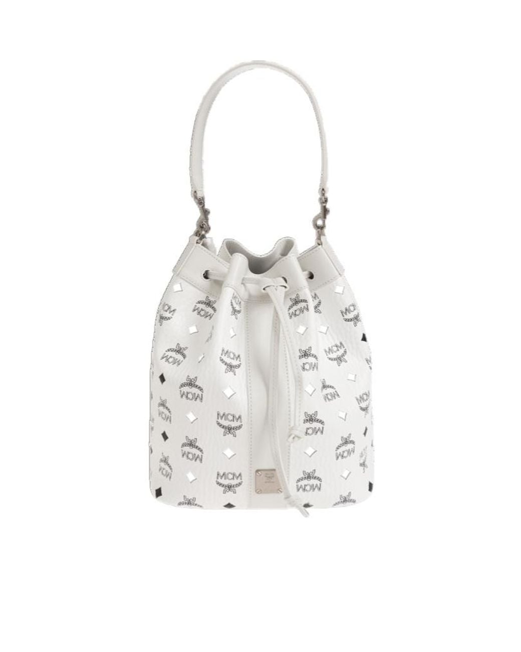 MCM White Drawstring Shoulder Bag