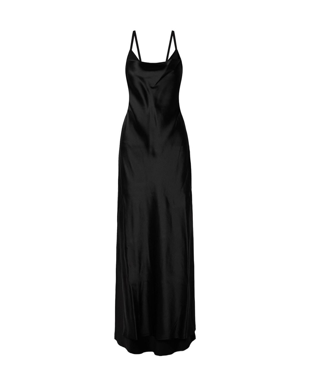 Ann Demeulemeester Black Nura Layered Draped Crepe-Trimmed Satin Maxi Dress