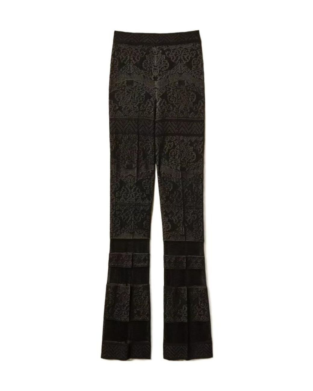 Twinset Black Damask-Pattern Trousers
