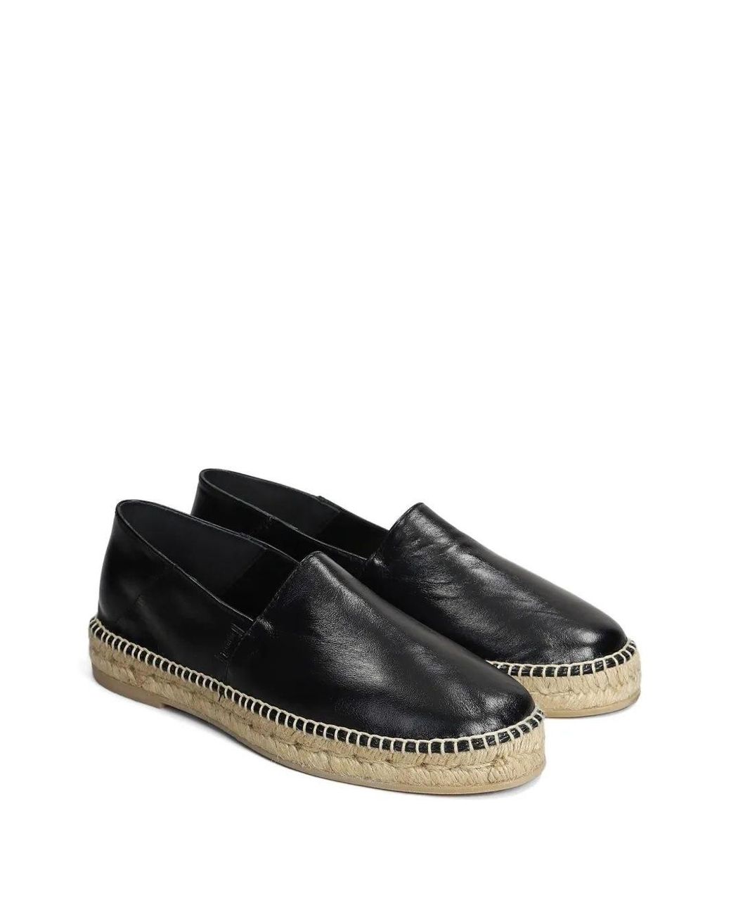 AMI Black Leather Espadrilles for men