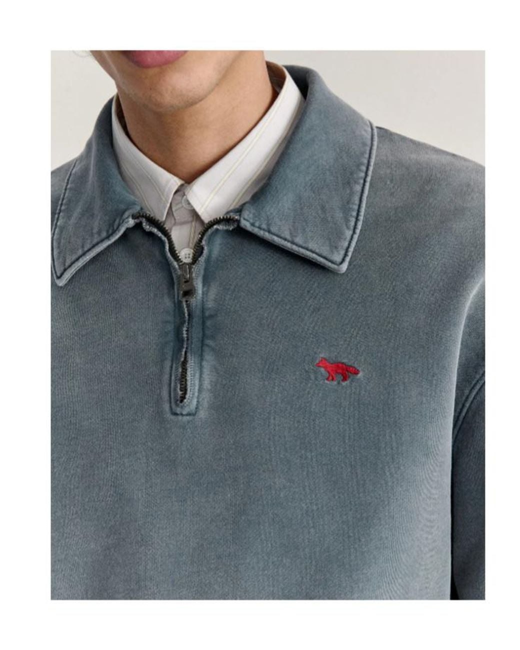 Maison Kitsuné Green Maison Kitsuné Profile Fox Faded Polo Sweatshirt for men