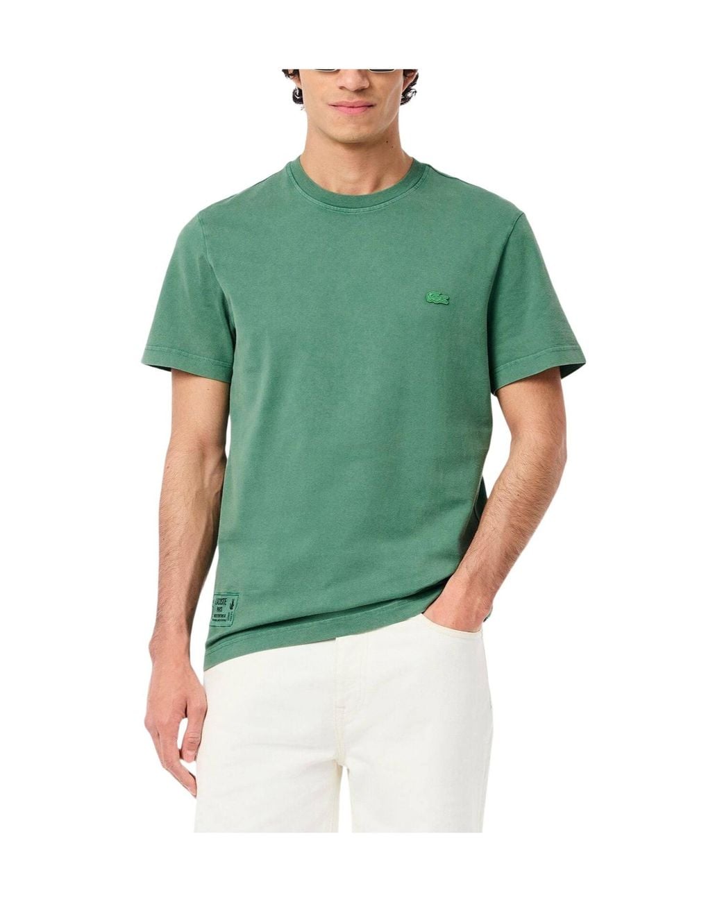 Lacoste Green Washed Crewneck Shortsleeve Tshirt for men