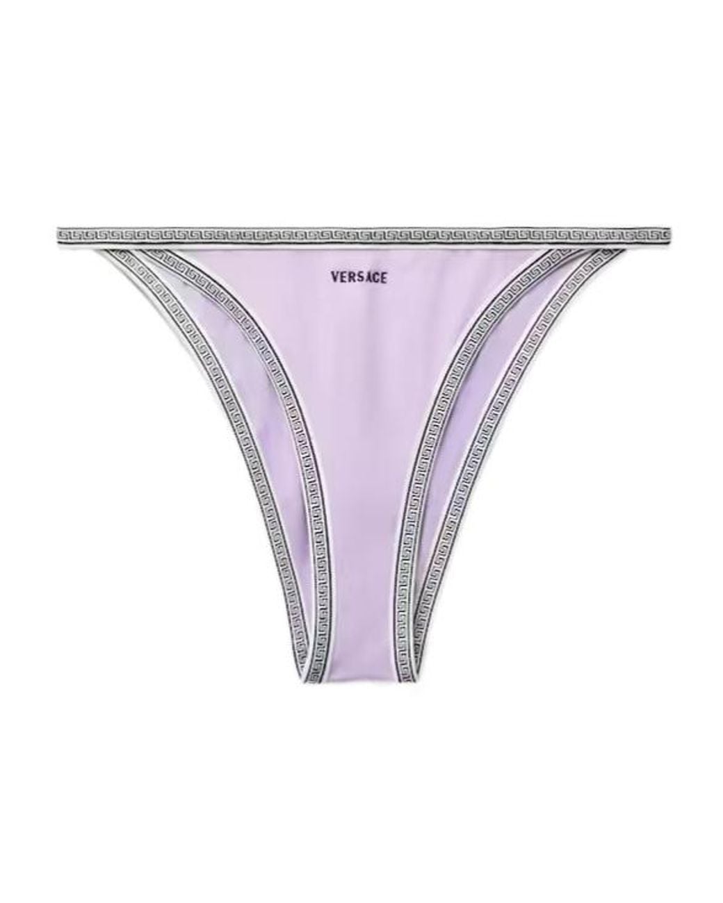 Versace Purple Embroidered-Logo Bikini Bottoms