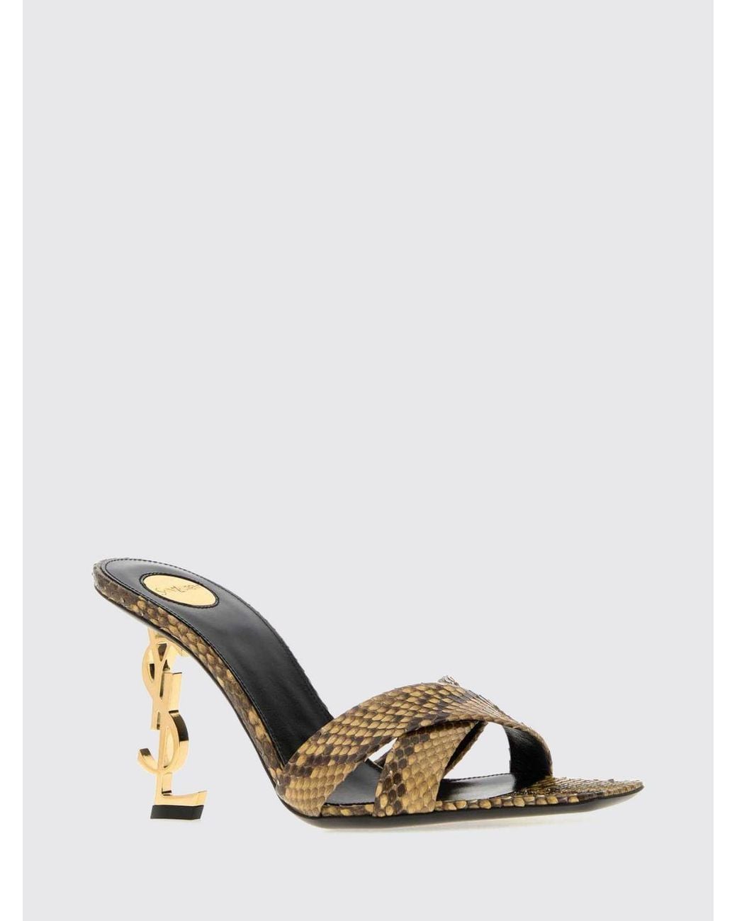 Saint Laurent Metallic Opyum Logo Heel Sandals