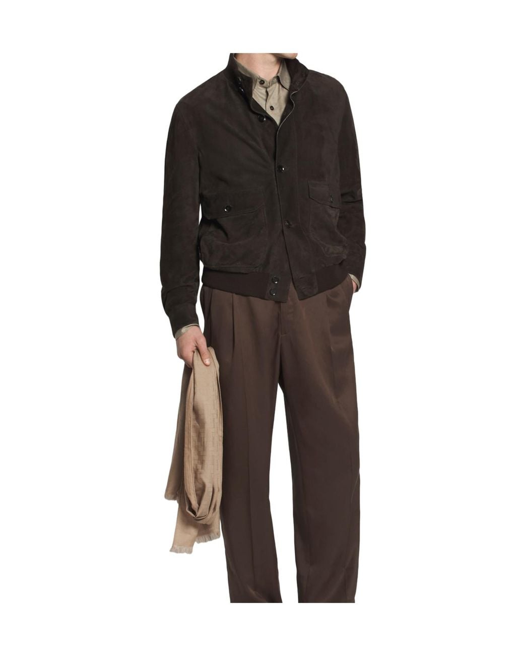 Brioni Black Dark Perforated Suede 75 Blouson for men