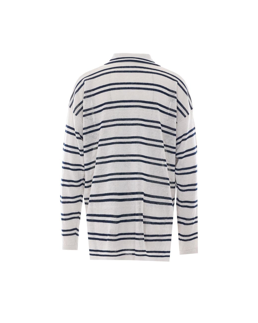 Max Mara Gray Linen Stripe Cardigan