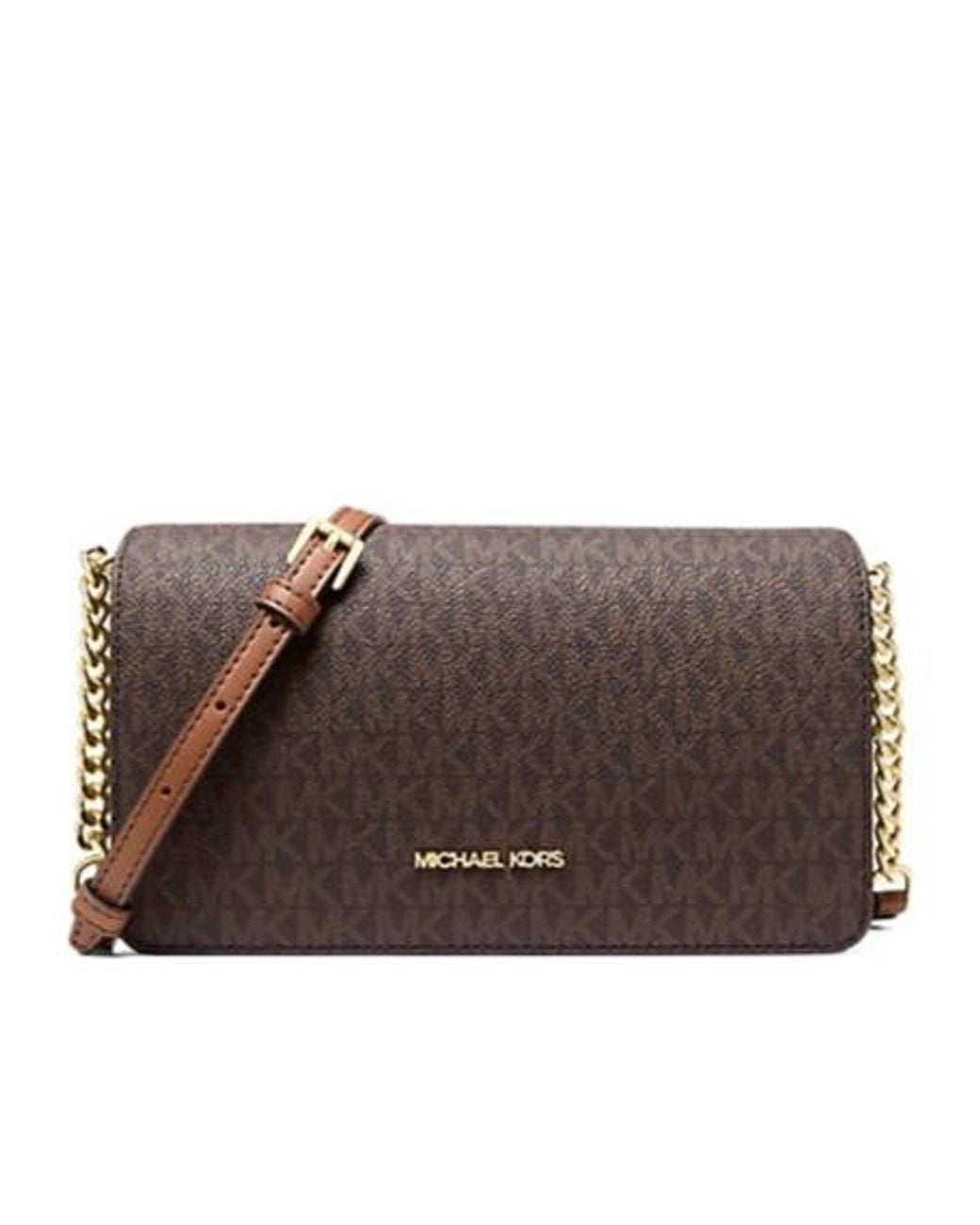 Michael Kors Brown Medium Jet Set Signature-Logo Crossbody Bag