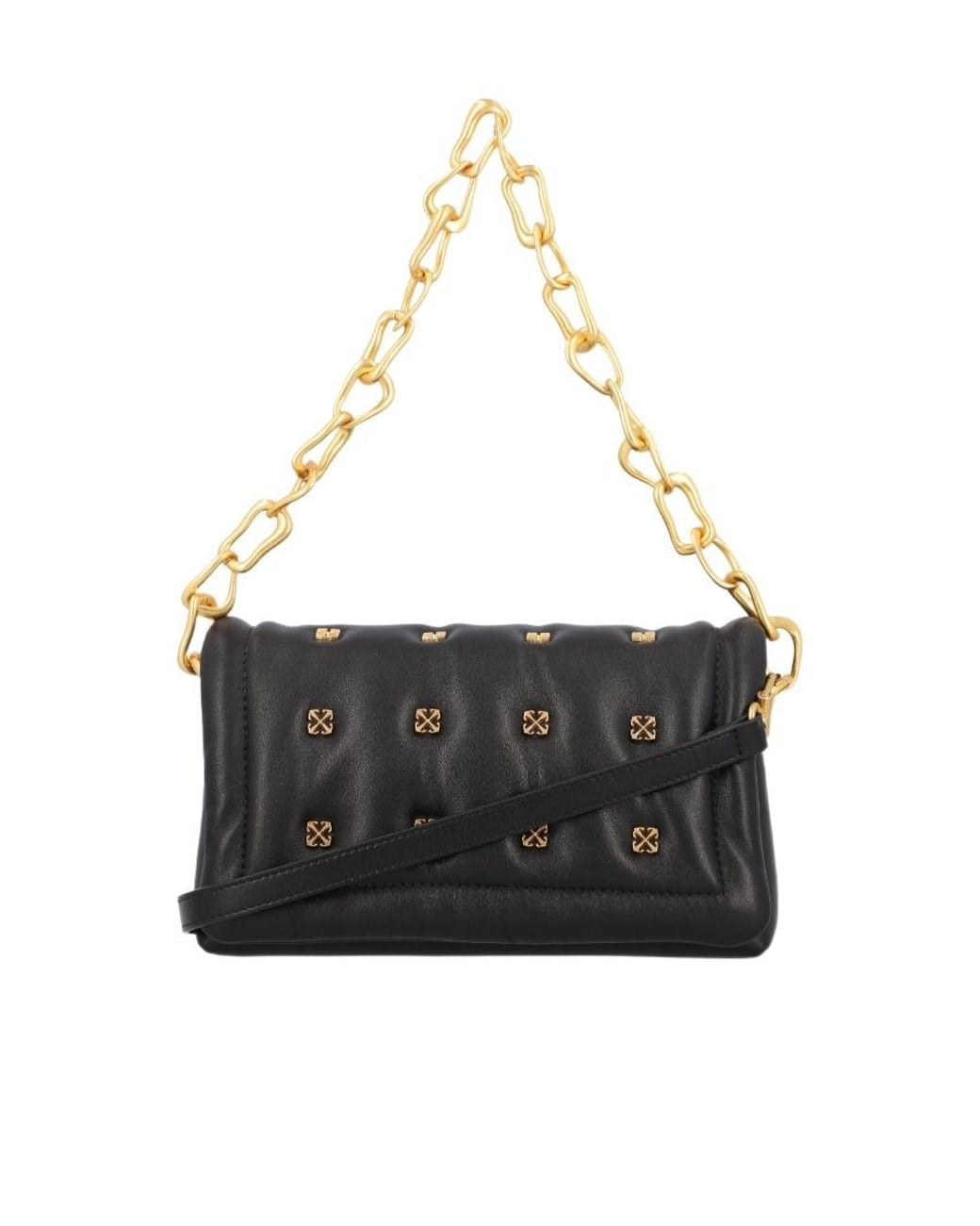Off-White c/o Virgil Abloh Black Logo Plaque Quilted Crossbody Bag