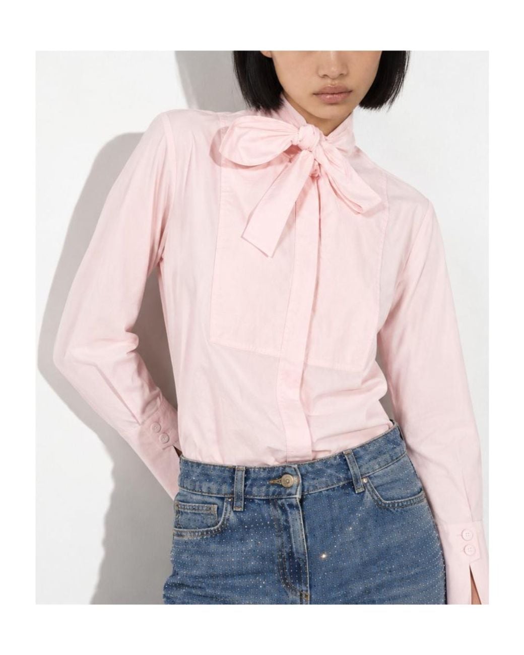 Elisabetta Franchi Pink Cotton Shirt With Bow