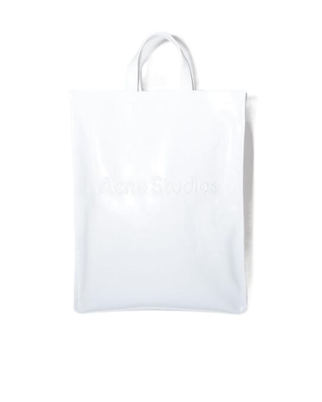 Acne White Logo Embossed Tote Bag for men
