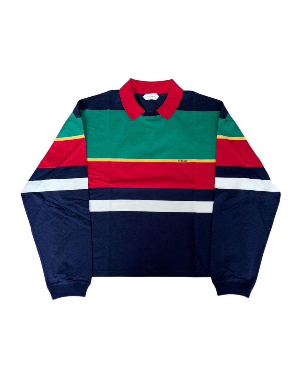 Versace Blue Colour-Block Polo Sweatshirt for men