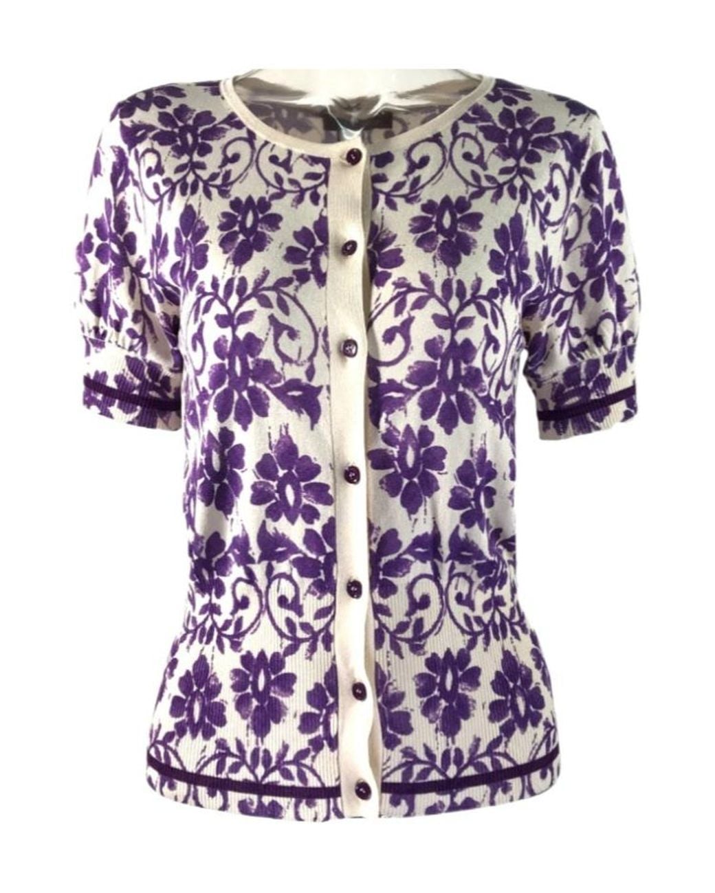 Max Mara Purple Short-Sleeved Knitted Cardigan