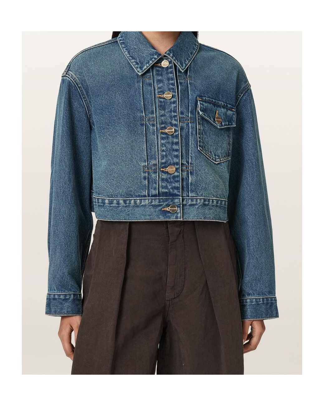 AllSaints Blue Long-Sleeve Denim Jacket