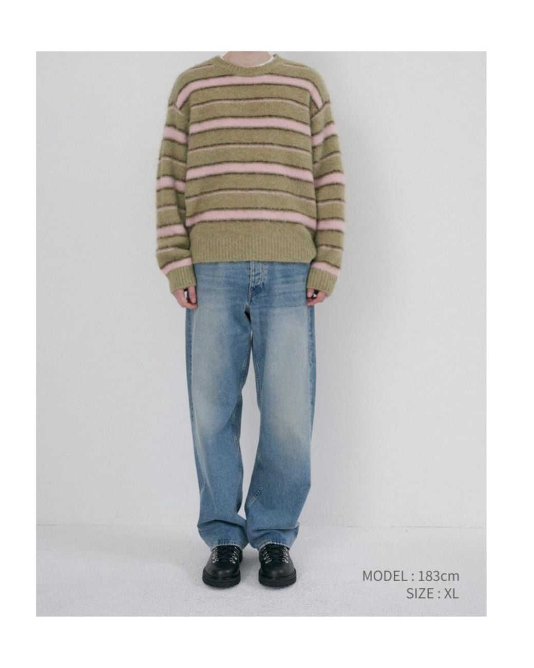 DUNST Green Striped Hairy Sweater for men