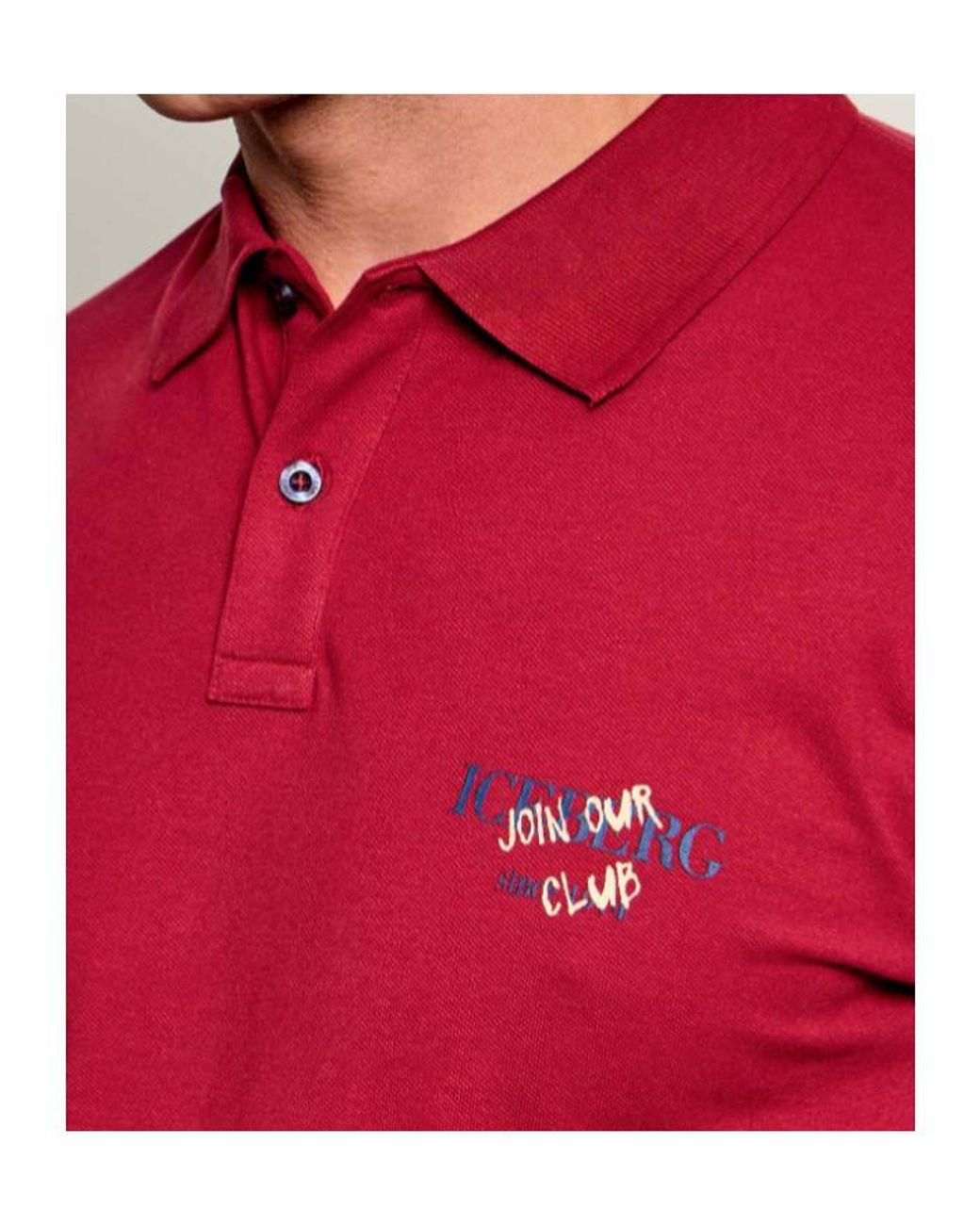 Iceberg Red Logo Piqué Polo Shirt for men