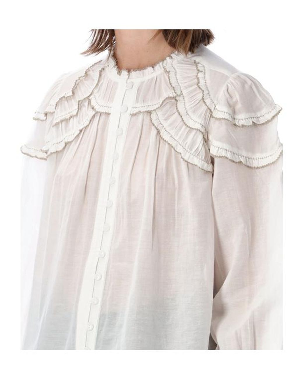 Isabel Marant White Étoile Christa Ruffled Blouse