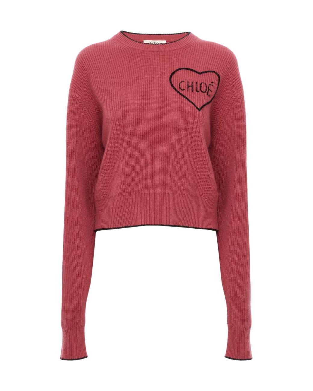Chloé Red Chloé Logo Intarsia Knit Sweater