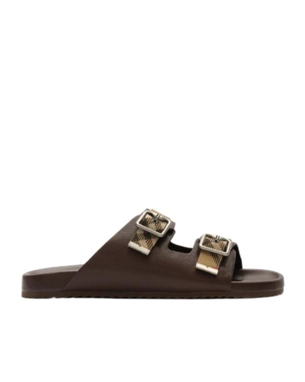 Burberry Brown Check Buckle Urchin Sandals for men