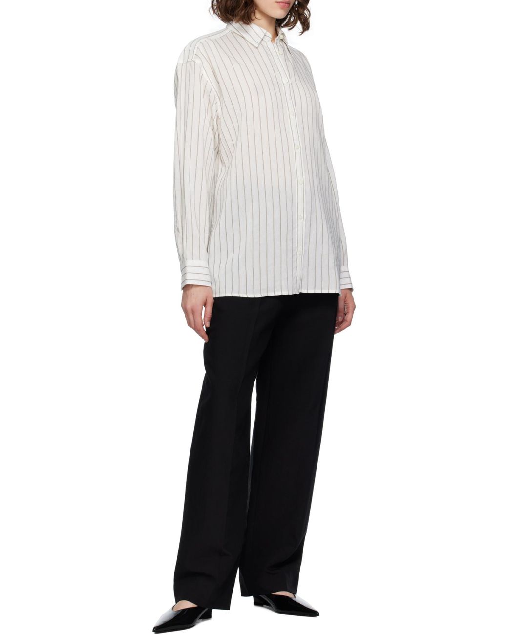 Totême White Totême Striped Long-Sleeved Shirt