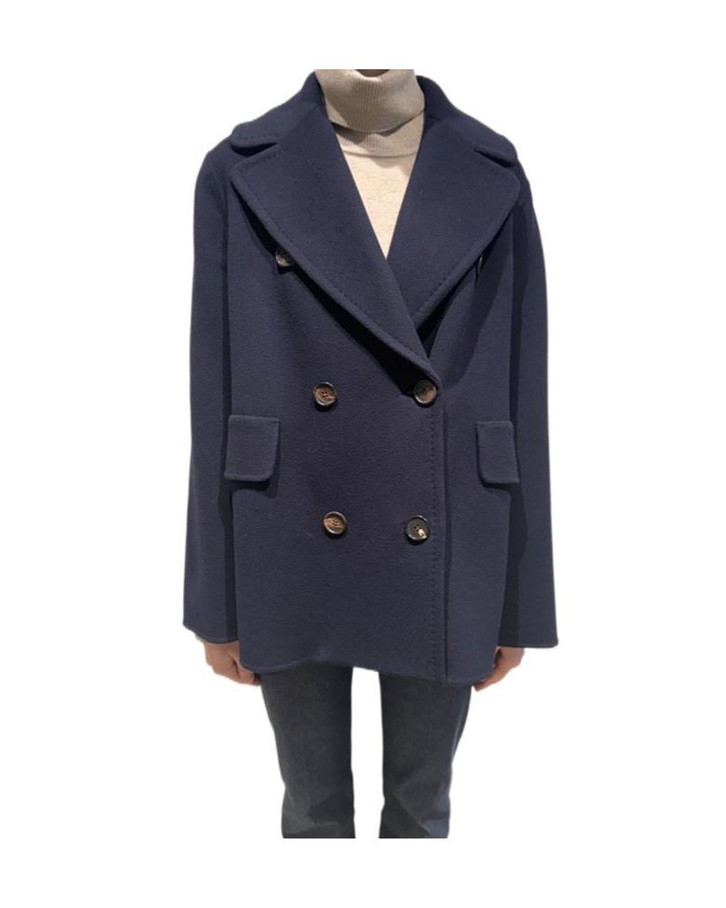 Max Mara Blue 'S Smmcamilla Double-Breasted Pea Coat