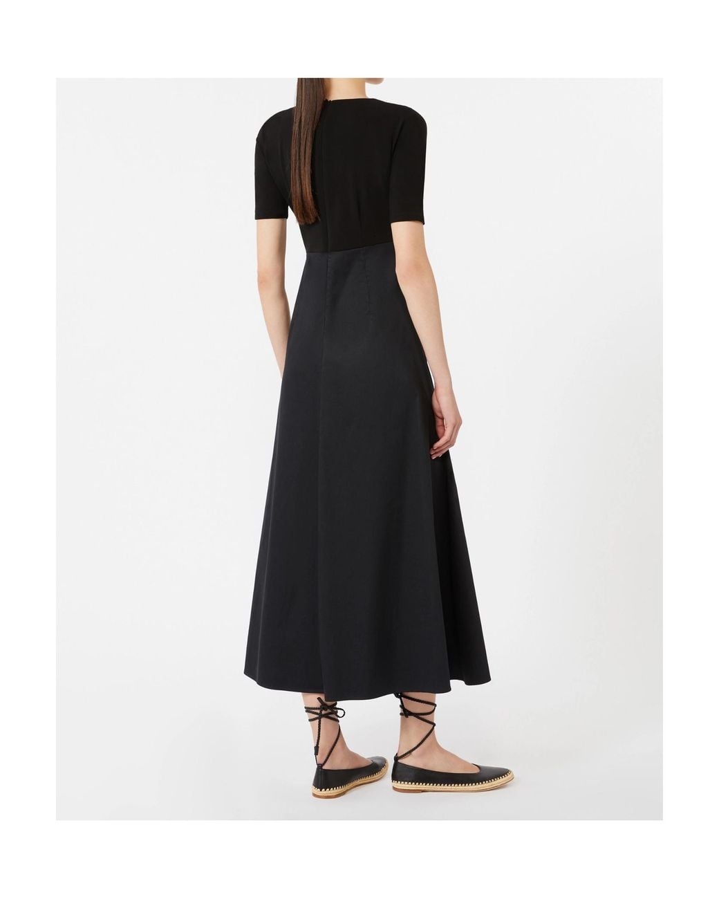 Max Mara Black Grembo Ruched Detailed Midi Dress