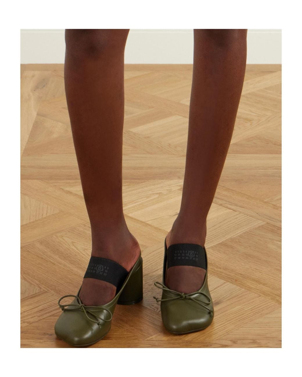MM6 by Maison Margiela Green Elastic Strap Mules