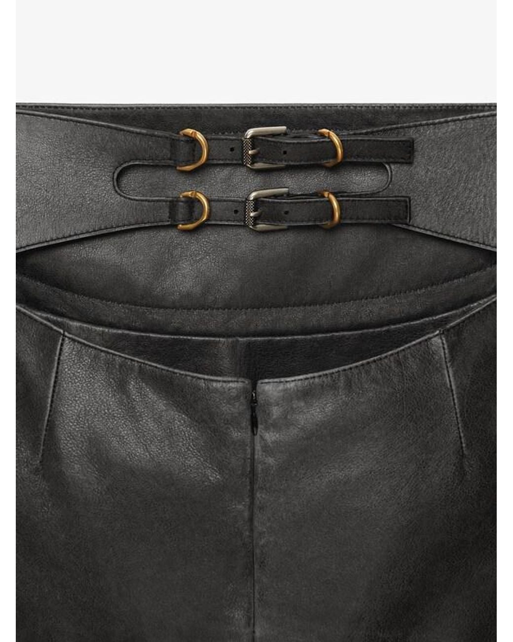 Givenchy Gray High-Waisted Leather Skirt
