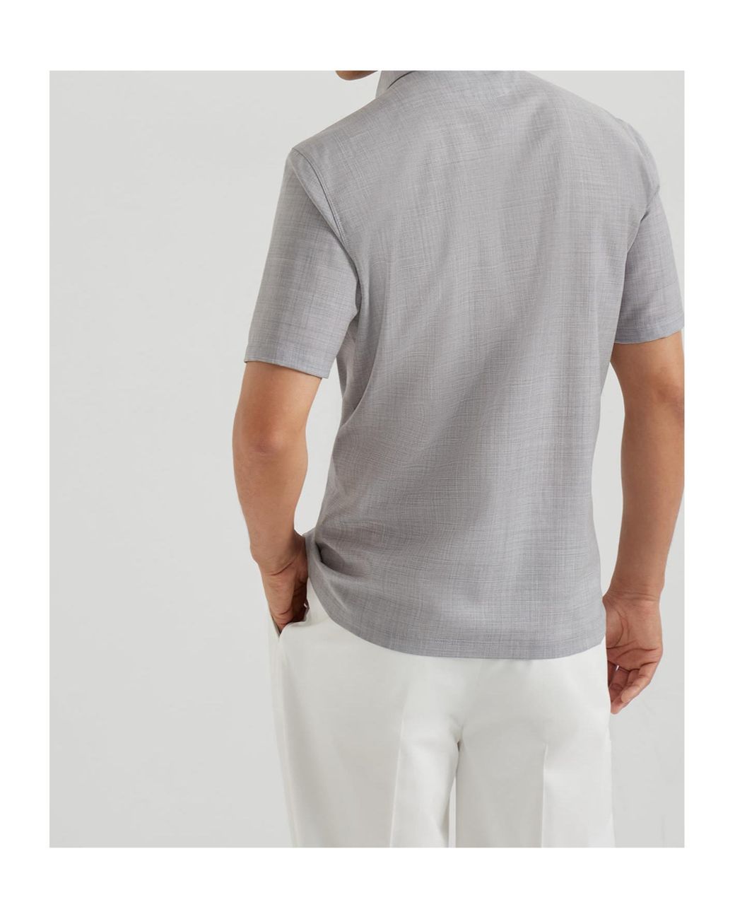 Brunello Cucinelli Gray Logo Detailed Short Sleeved Polo Shirt for men