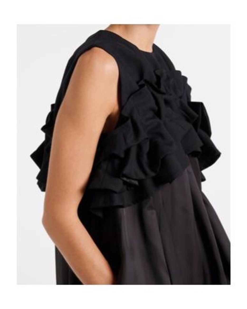 Comme des Garçons Black Ruffled Wool Midi Dress