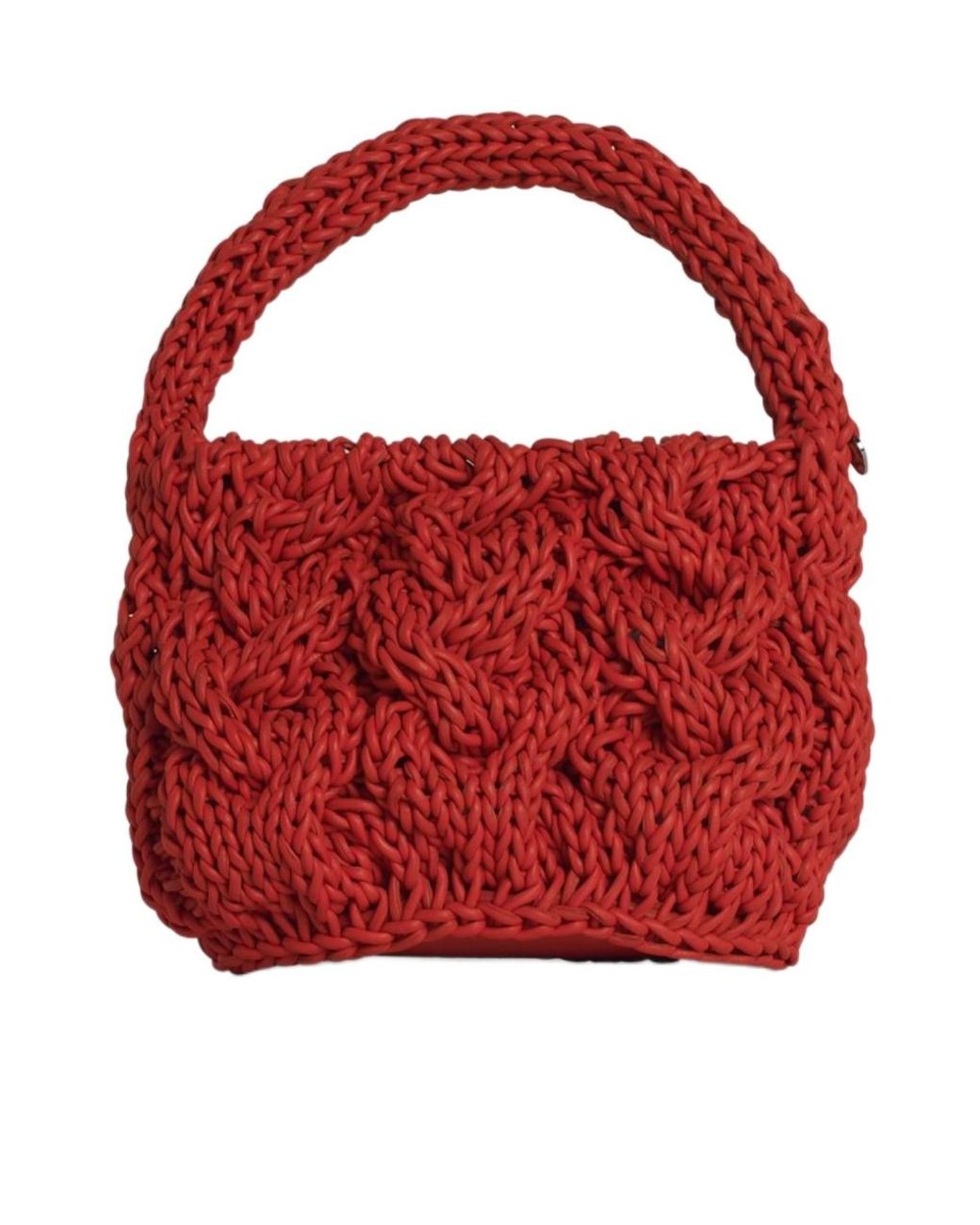 J.W. Anderson Red Jw Anderson Small Cable Knitted Top Handle Bag