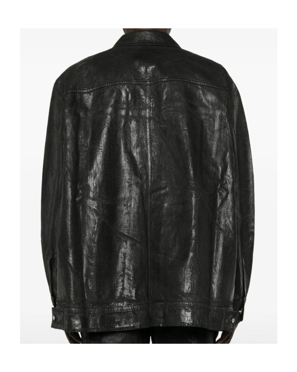 Rick Owens Black Button-Up Denim Jacket for men