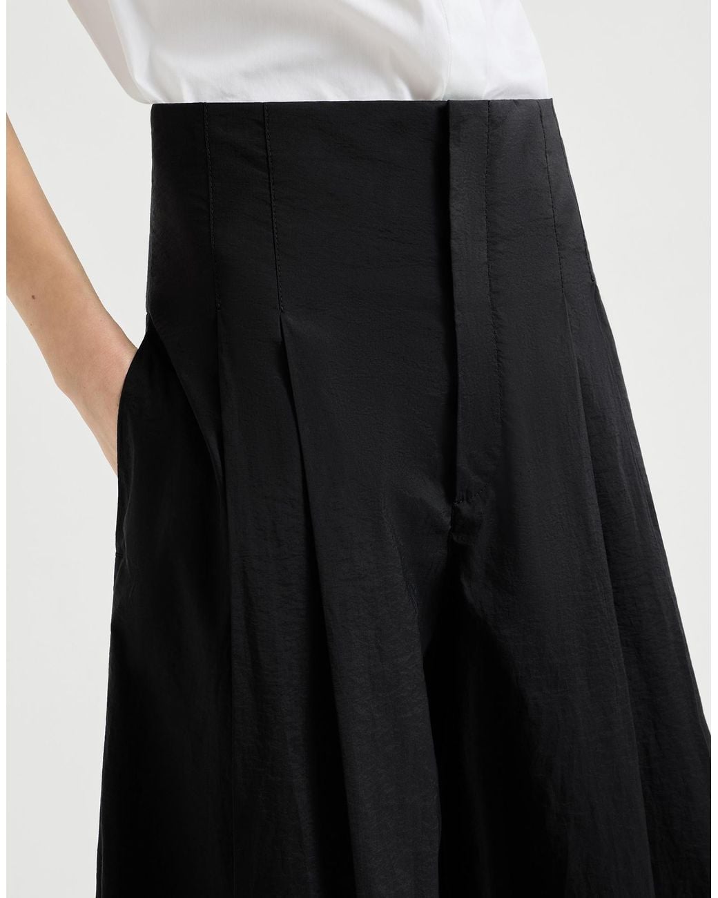 Brunello Cucinelli Black Techno Cotton Poplin Tailored Trousers