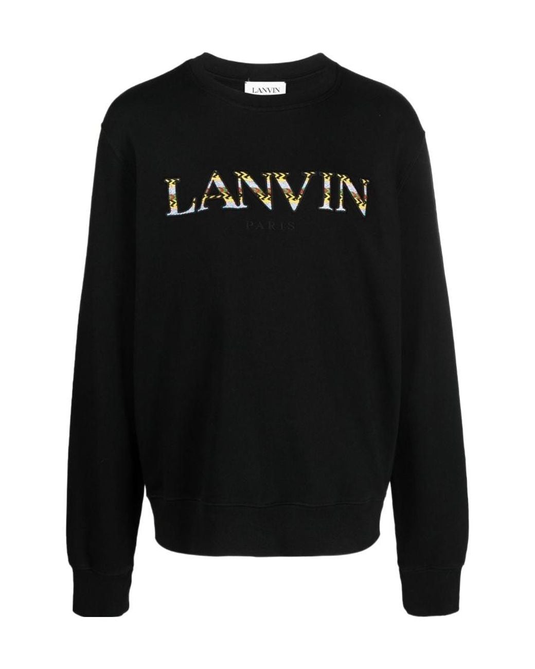 Lanvin Black Logo Embroidered Crewneck Sweatshirt for men