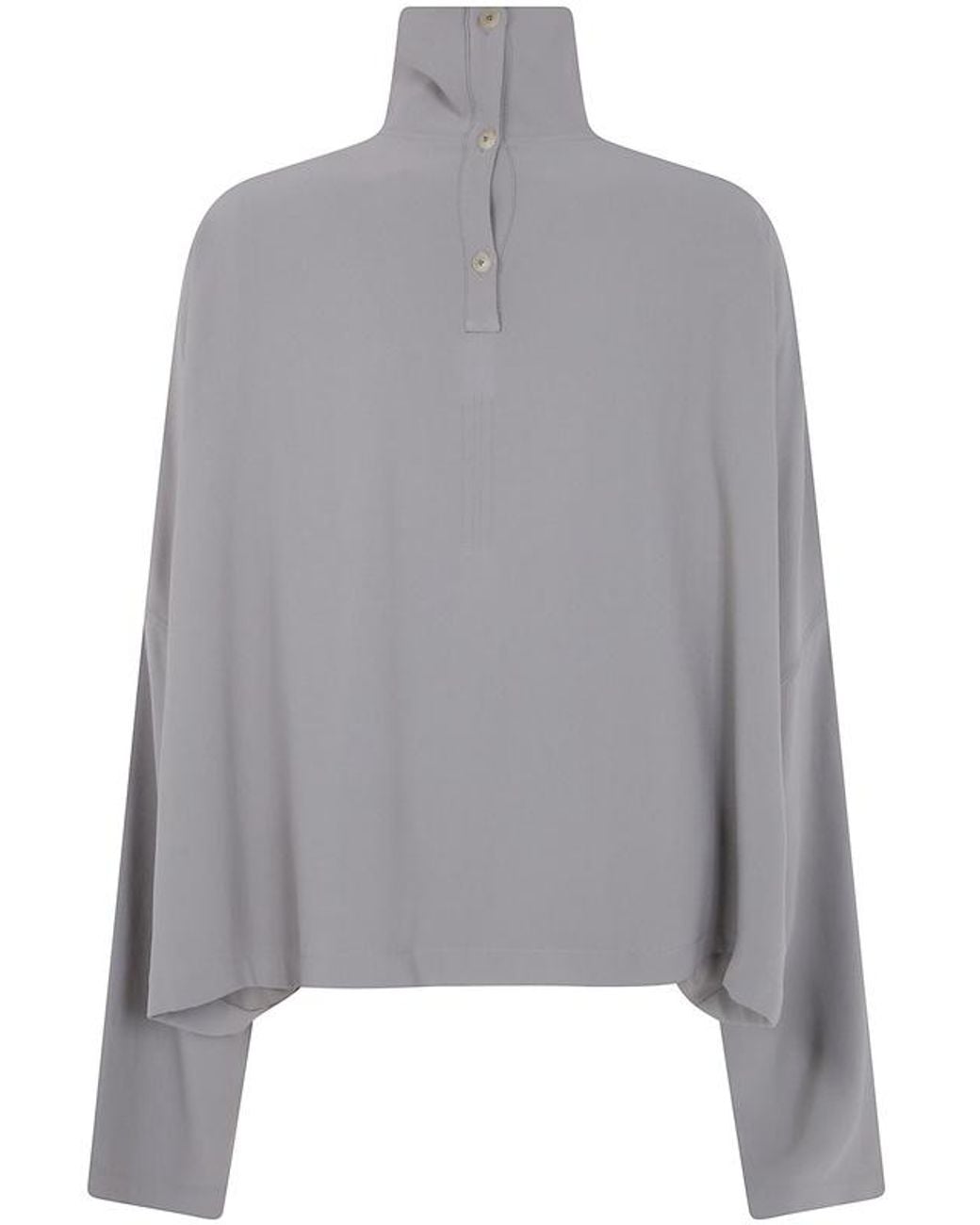 Rick Owens Gray High-Neck Long-Sleeve Top