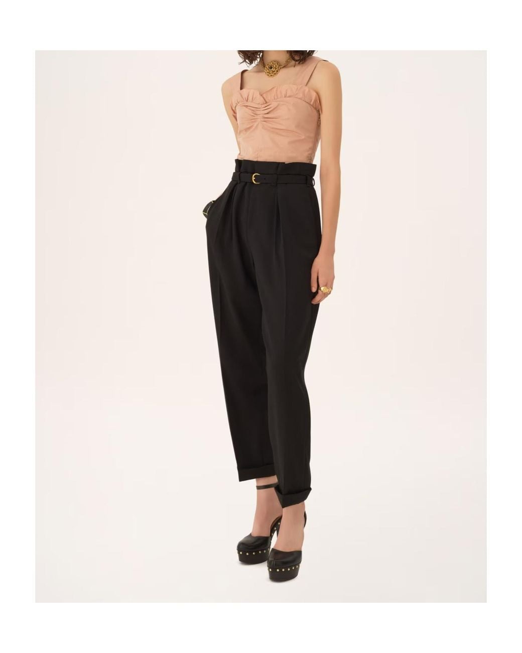 Chloé Black Chloé High-Waisted Wide-Leg Trousers